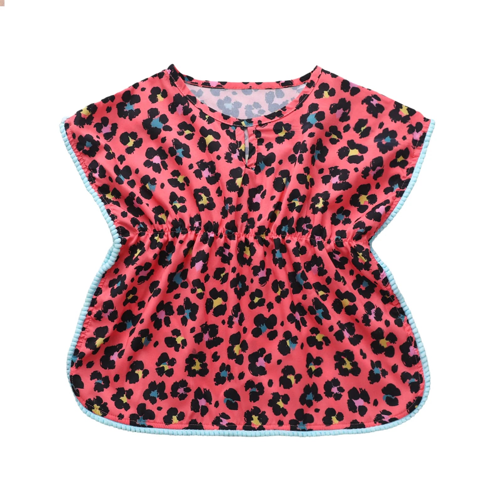 0-5Y Baby Girls Swimwear Cover-up 2026 Summer Leopard Tassel Kids Beach Dress Poncho Swimsuits Bikini Cover Ups Toddler Sundress