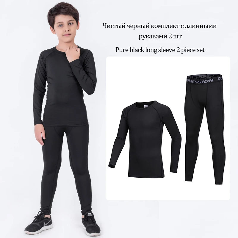 4 Pcs/Set Kid's MMA Compression T-shirt+Pants Rashguard Sportswear Boy Muay Thai Shorts Bjj Gi Rash Guard For Kid Boxing Suits