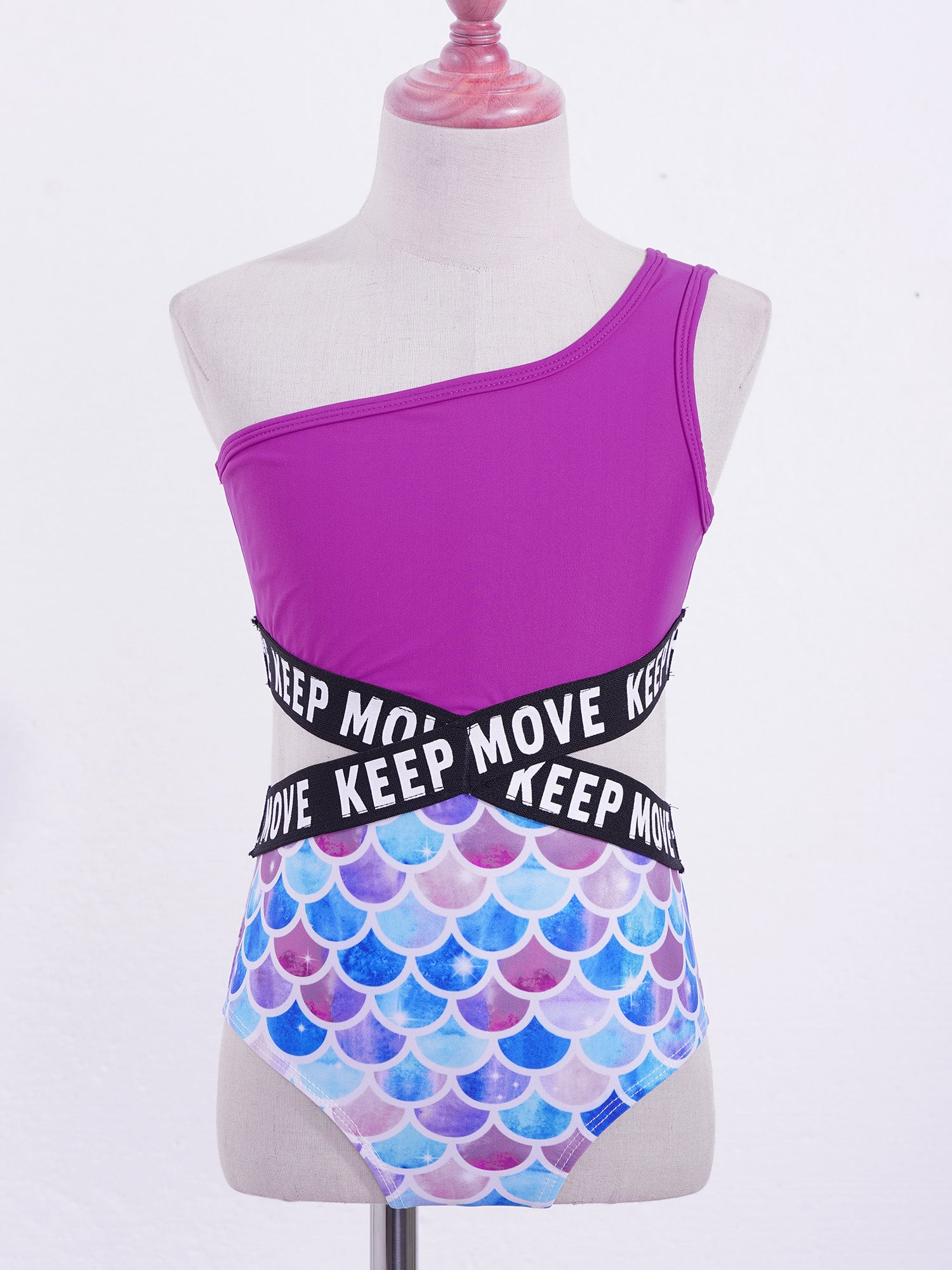 Kids Girls Hollow Out One-piece Swimwear Single Shoulder Letter Print Bodysuit Swimsuit Pool Bathing Suit Beachwear Sportswear