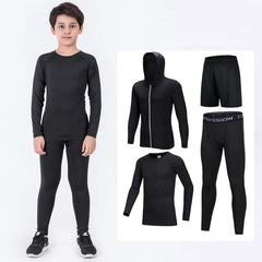 4 Pcs/Set Kid's MMA Compression T-shirt+Pants Rashguard Sportswear Boy Muay Thai Shorts Bjj Gi Rash Guard For Kid Boxing Suits