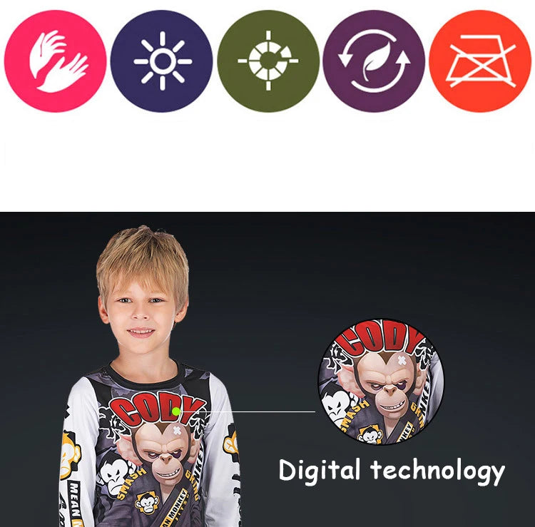Rashguard Jiu Jitsu Kimono MMA Kid's T-shirt+Pant Sets Kid Rash Guard Children Muay Thai MMA Shorts Kickboxing Boys Gym Clothing