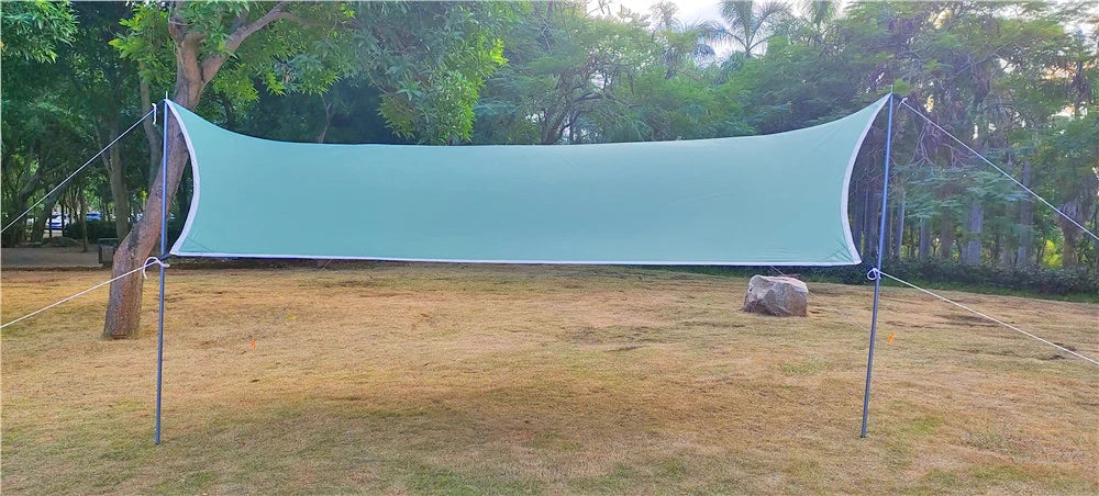 Lightweight 3x4M Hexagonal Camping Tarp Waterproof Awning Sun Shelter Outdoor Canopy for Hiking Beach Picnic Travel