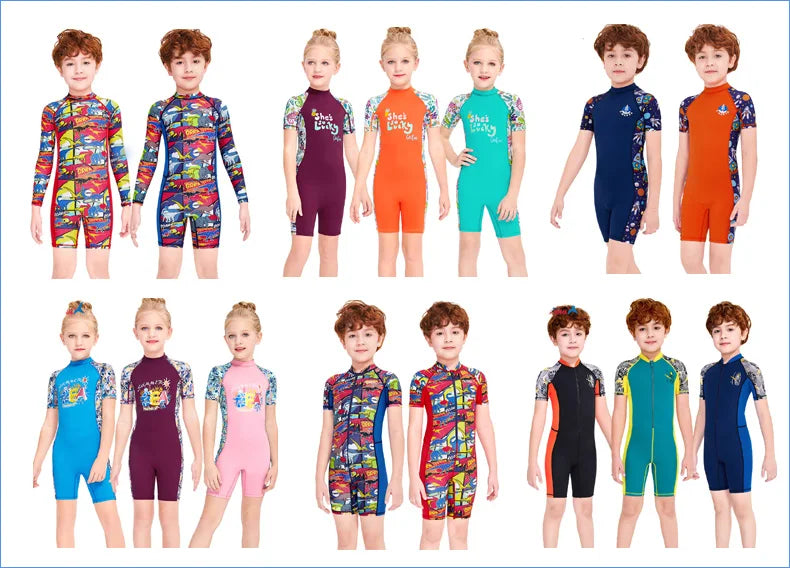 One-Piece Rash Guard for Kids, UV Sun Protection, Full Body Diving Bathing Suit, Swim Skins Swimsuit, UPF 50 + UV Sun Protection