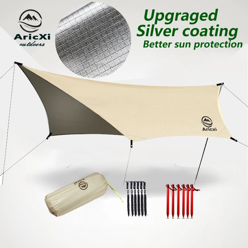 3.6x2.8m Beach Sun Shelter Tarp Tent Shade Ultralight UV Garden Awning Canopy Sunshade Outdoor Camping Hammock Rain Fly