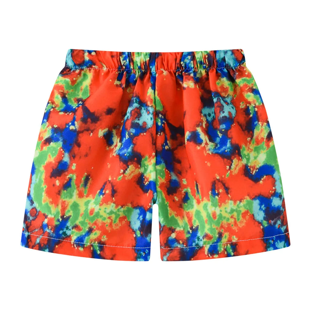 Boys Cartoon Print Beach Shorts Summer Quick Dry Swim Trunks Kids Casual Board Shorts Toddler Swimwear Bathing Suit For 2-8Y