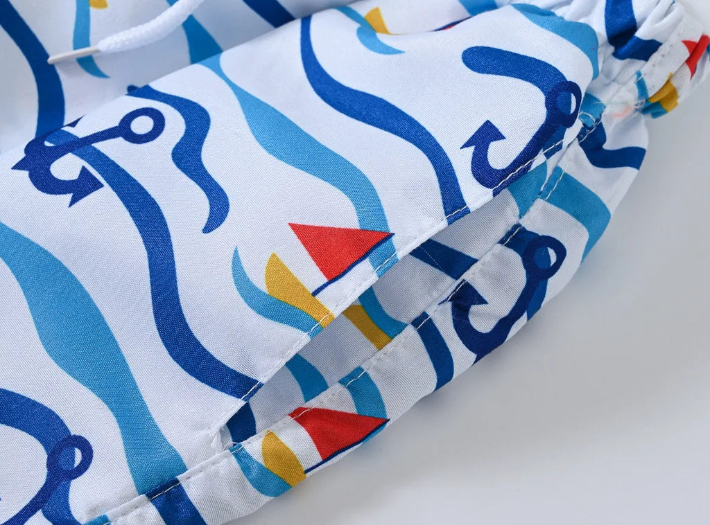 Boys Cartoon Print Beach Shorts Summer Quick Dry Swim Trunks Kids Casual Board Shorts Toddler Swimwear Bathing Suit For 2-8Y