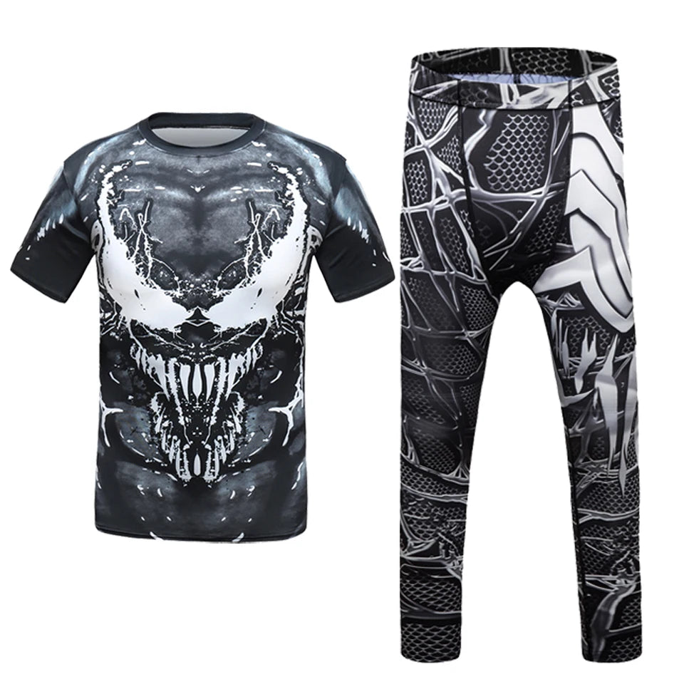 New Kids 4/pcs Sets Rashguard Jiu Jitsu MMA T-shirt+Pant For Children Muay Thai Shorts BJJ Tight Sportsuit MMA Boxing Fightwear