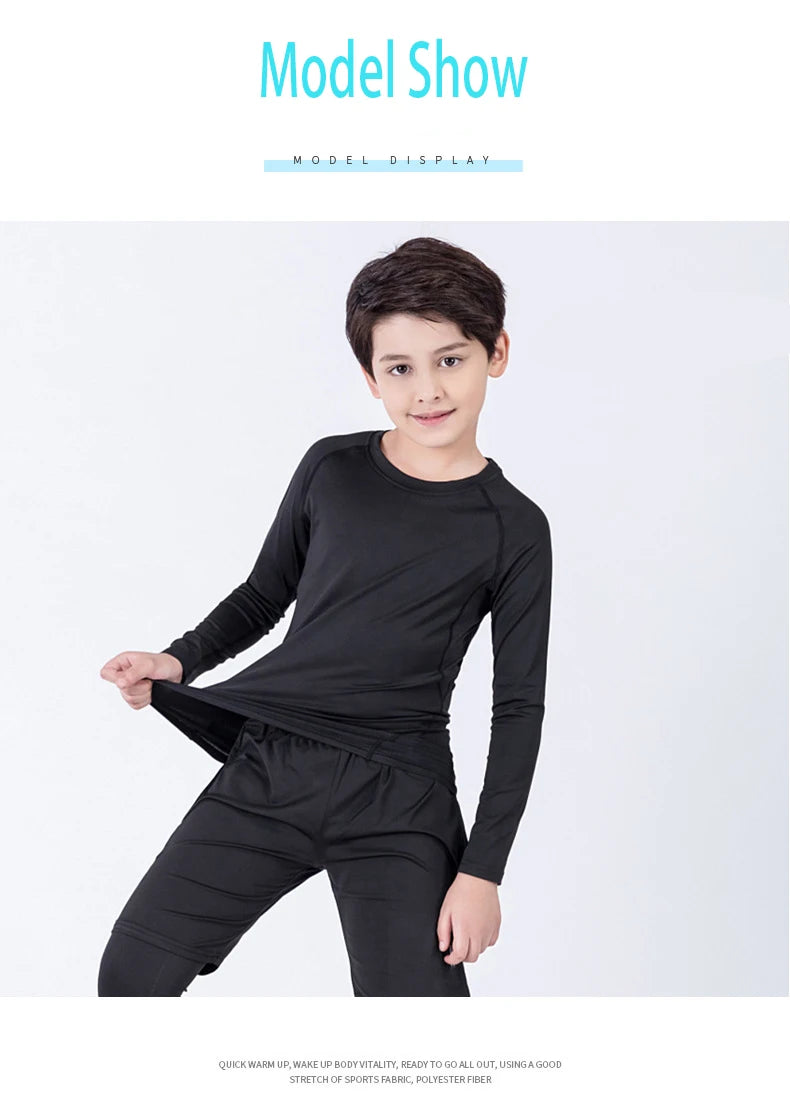 4 Pcs/Set Kid's MMA Compression T-shirt+Pants Rashguard Sportswear Boy Muay Thai Shorts Bjj Gi Rash Guard For Kid Boxing Suits