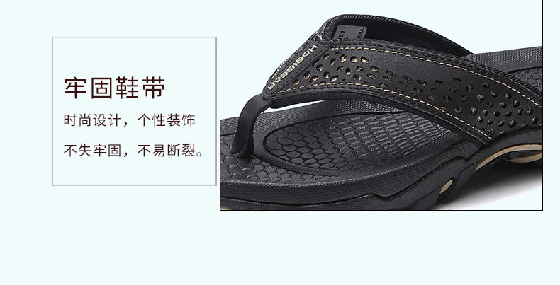Jumpmore Summer Flip Flops Men Shoes Outdoor Fashion PU Leather Flat Shoes Beach Holiday Shoes Size 40-50