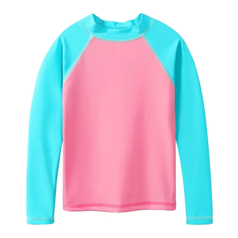 BAOHULU Long Sleeve Rashguard Kids Swimwear Girls Surf  Suit UPF 50+ Sun Protection Shirts Boys Swim Rash Guard Beach Wear