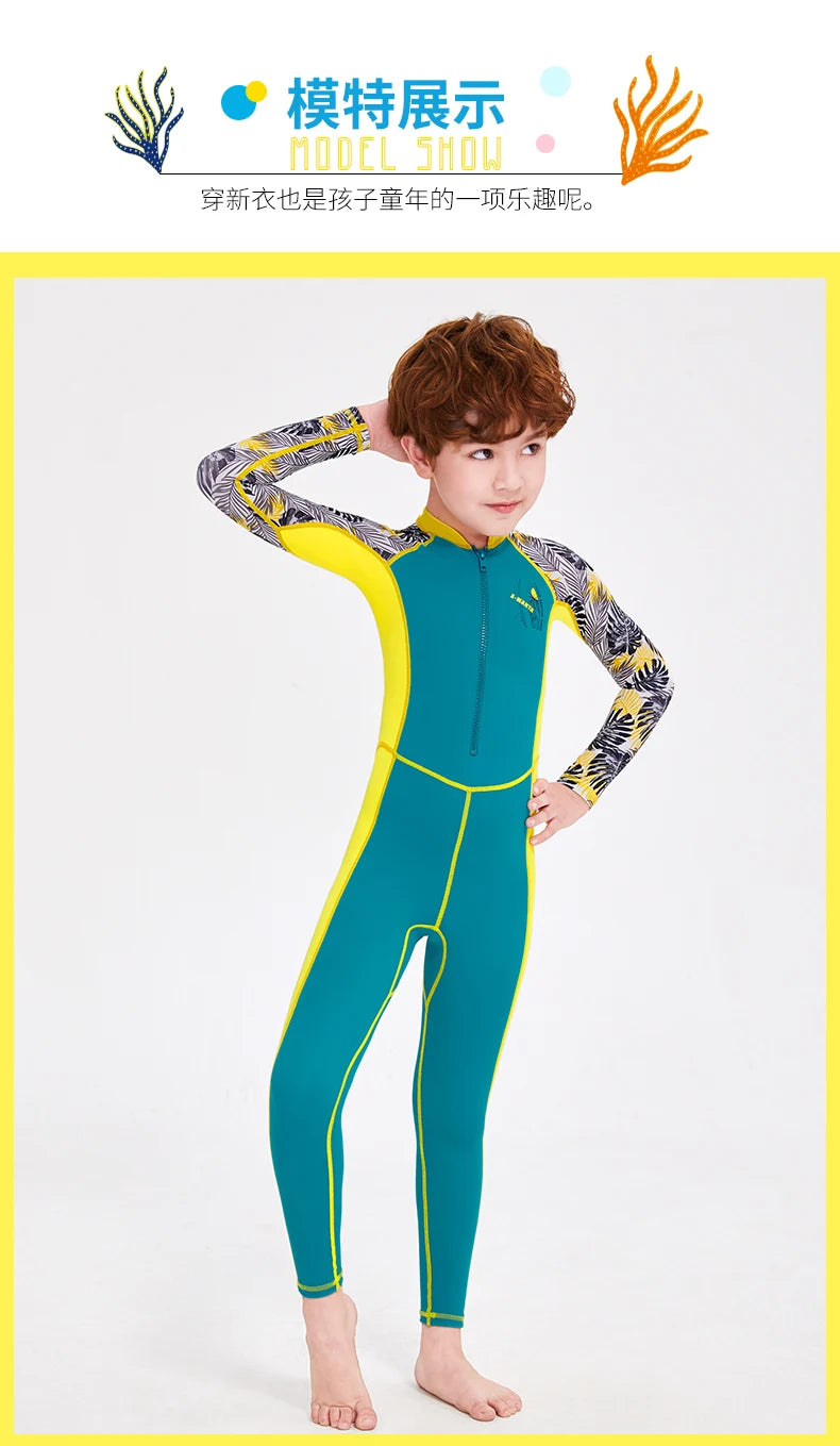One-Piece Rash Guard for Kids, UV Sun Protection, Full Body Diving Bathing Suit, Swim Skins Swimsuit, UPF 50 + UV Sun Protection
