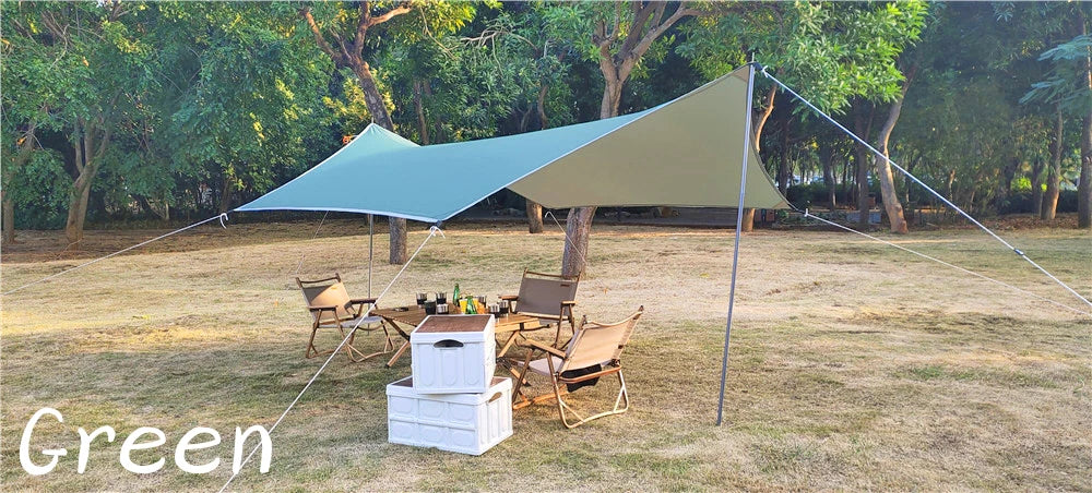 Lightweight 3x4M Hexagonal Camping Tarp Waterproof Awning Sun Shelter Outdoor Canopy for Hiking Beach Picnic Travel