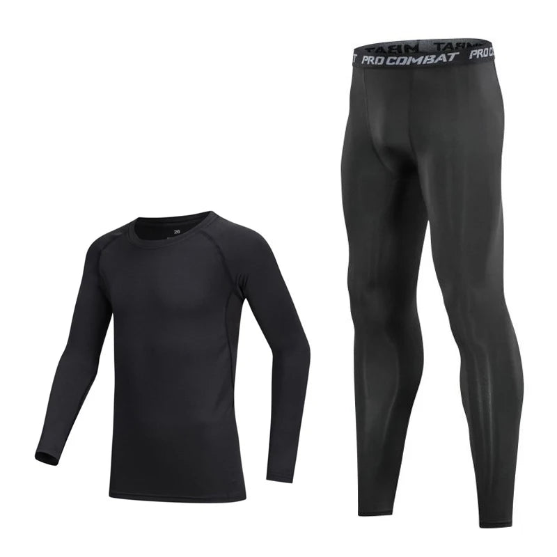 4 Pcs/Set Kid's MMA Compression T-shirt+Pants Rashguard Sportswear Boy Muay Thai Shorts Bjj Gi Rash Guard For Kid Boxing Suits