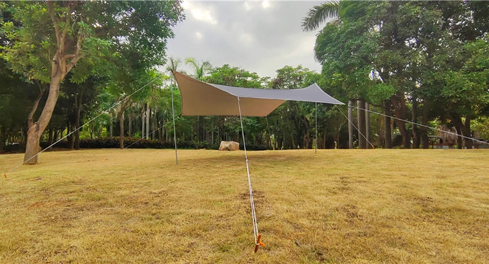 Lightweight 3x4M Hexagonal Camping Tarp Waterproof Awning Sun Shelter Outdoor Canopy for Hiking Beach Picnic Travel