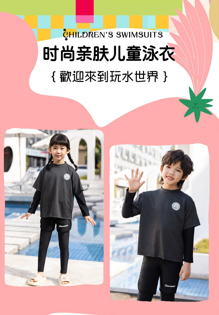 Girls/Boys Rash Guards 3 Pieces/Set Swimsuit Long Sleeve Bathing Suit Shirt+Shorts+Long Pants Sun Protective Beachwear