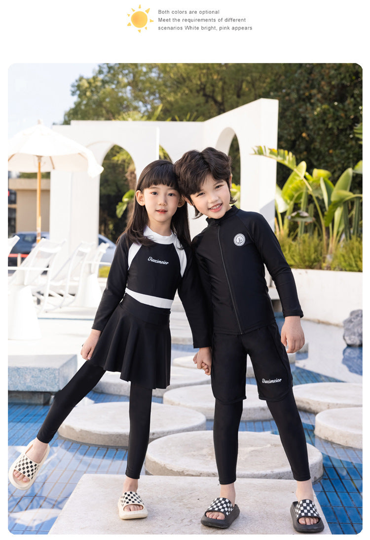 Girls/Boys Rash Guards 3 Pieces/Set Swimsuit Long Sleeve Bathing Suit Shirt+Shorts+Long Pants Sun Protective Beachwear