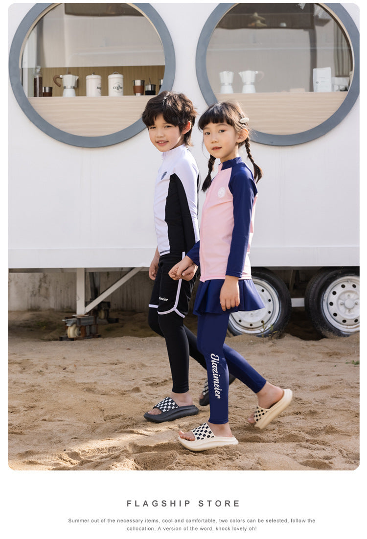 Girls/Boys Rash Guards 3 Pieces/Set Swimsuit Long Sleeve Bathing Suit Shirt+Shorts+Long Pants Sun Protective Beachwear