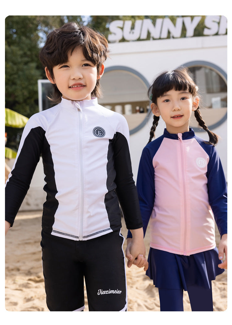 Girls/Boys Rash Guards 3 Pieces/Set Swimsuit Long Sleeve Bathing Suit Shirt+Shorts+Long Pants Sun Protective Beachwear