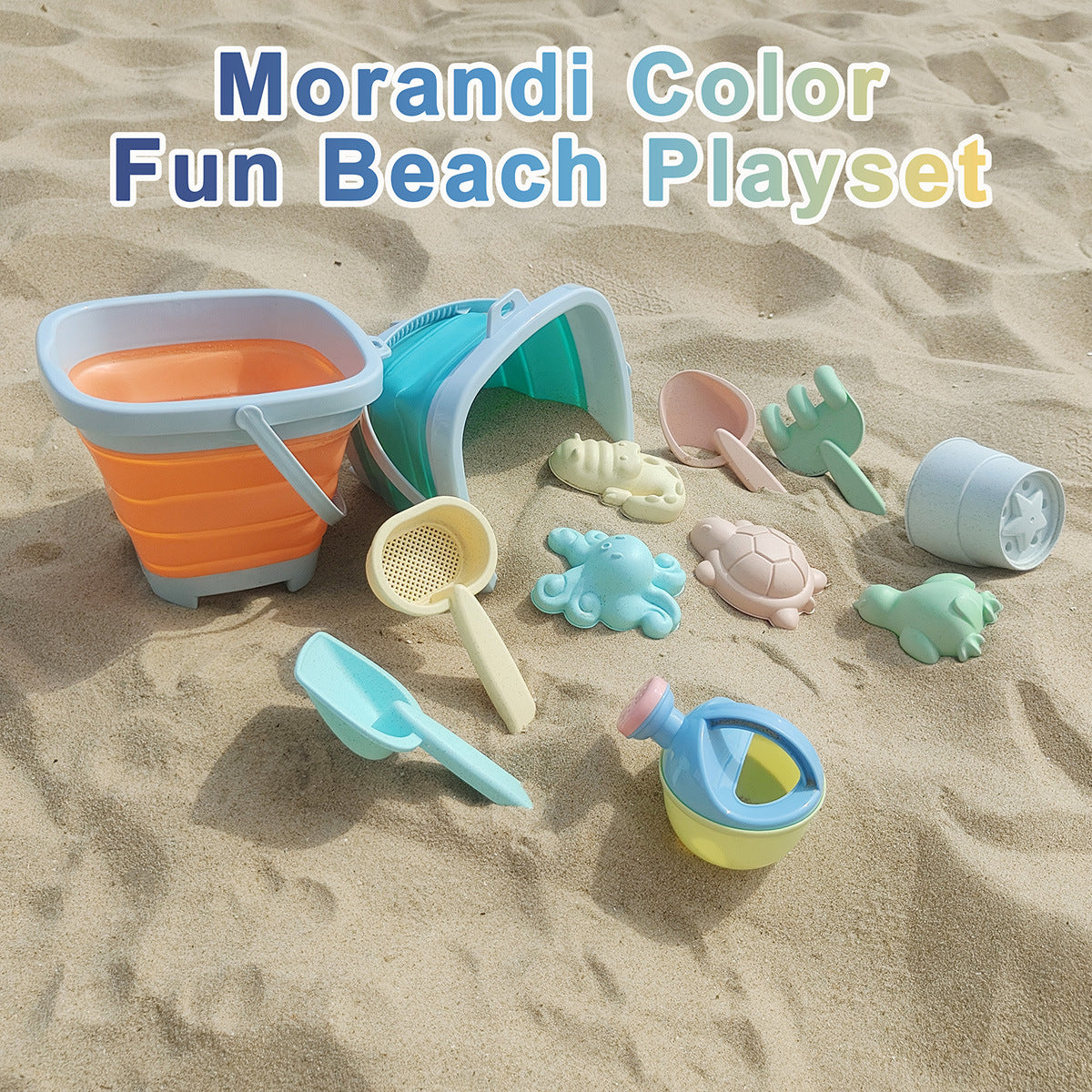 11PCS Beach Castle Bucket Sand Play Water Set Folding Bucket Summer Toys for Children Outdoor Travel Game Sandbox Accessories