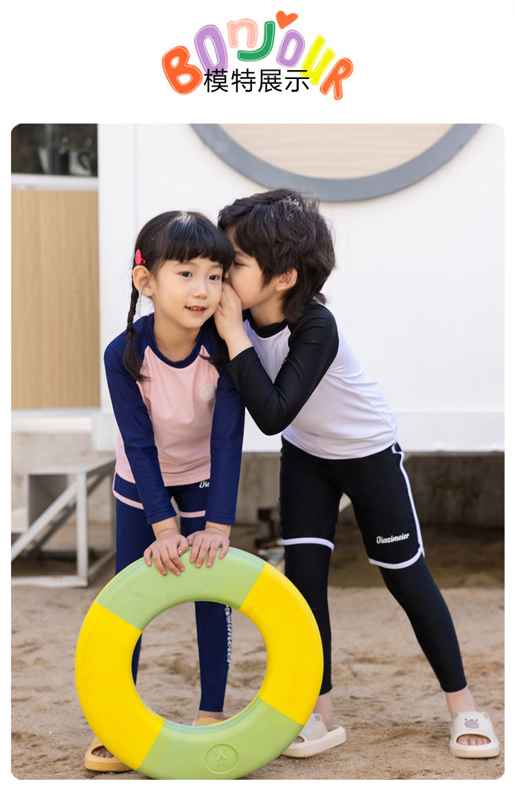 Girls/Boys Rash Guards 3 Pieces/Set Swimsuit Long Sleeve Bathing Suit Shirt+Shorts+Long Pants Sun Protective Beachwear