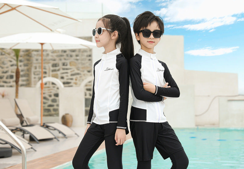 Girls Boy Rash Guards Long Sleeve Swimsuit Youth Kids Sun Protection Fishing Water Beach Surfing Sunsuit Quick Dry Bathing Suit