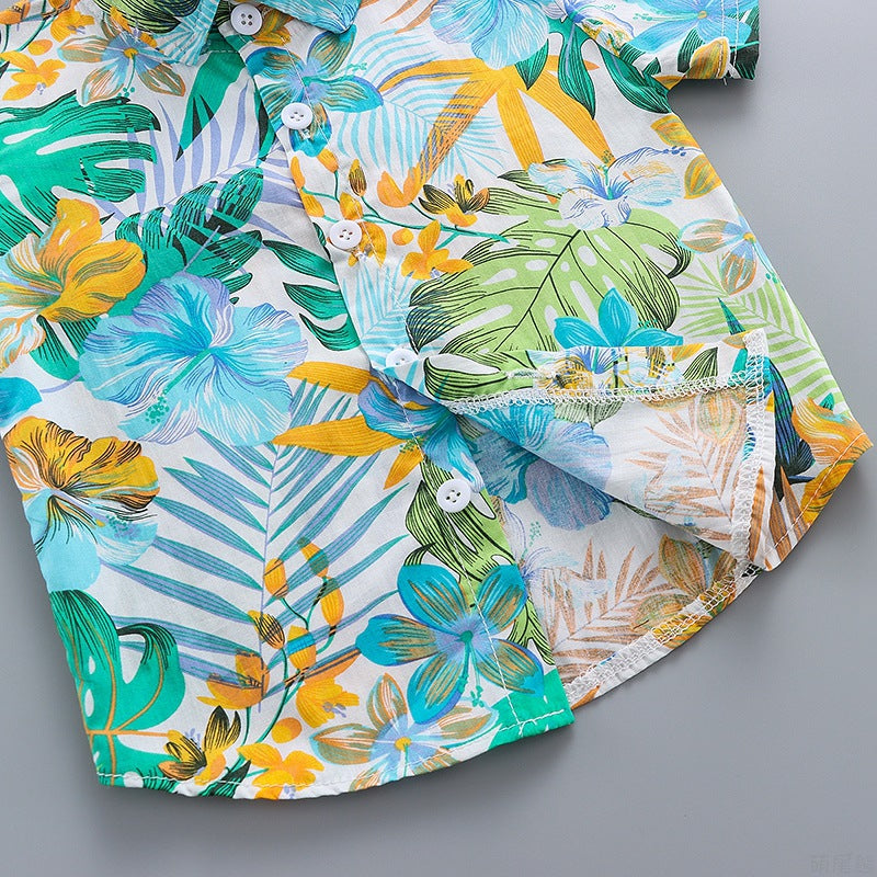 Kids Beach Clothes Set Toddler Baby Boys Summer Cotton Floral Short Sleeve Shirt + Shorts Suits 2pcs Children Hawaiian Outfit