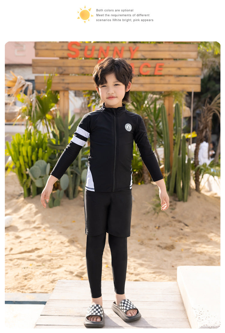 Girls/Boys Rash Guards 3 Pieces/Set Swimsuit Long Sleeve Bathing Suit Shirt+Shorts+Long Pants Sun Protective Beachwear