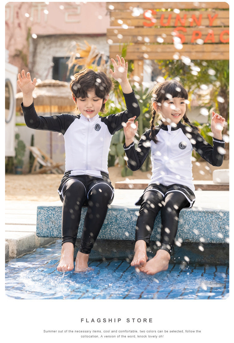Little Boys/Girls Long Sleeve Rash Guard Swim Shirt+Trunks+Leggings Sun UV Protect Sunsuit for 1-10 Years Kids Toddler Swimsuit