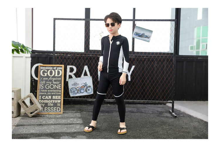 Boys Girls Swimsuit Long Sleeve Sun Protection Swimming Bathing Surfing Wetsuit Beach Wear Teenager Rash Guard