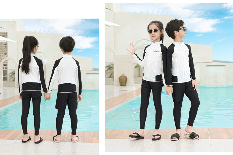 Girls Boy Rash Guards Long Sleeve Swimsuit Youth Kids Sun Protection Fishing Water Beach Surfing Sunsuit Quick Dry Bathing Suit
