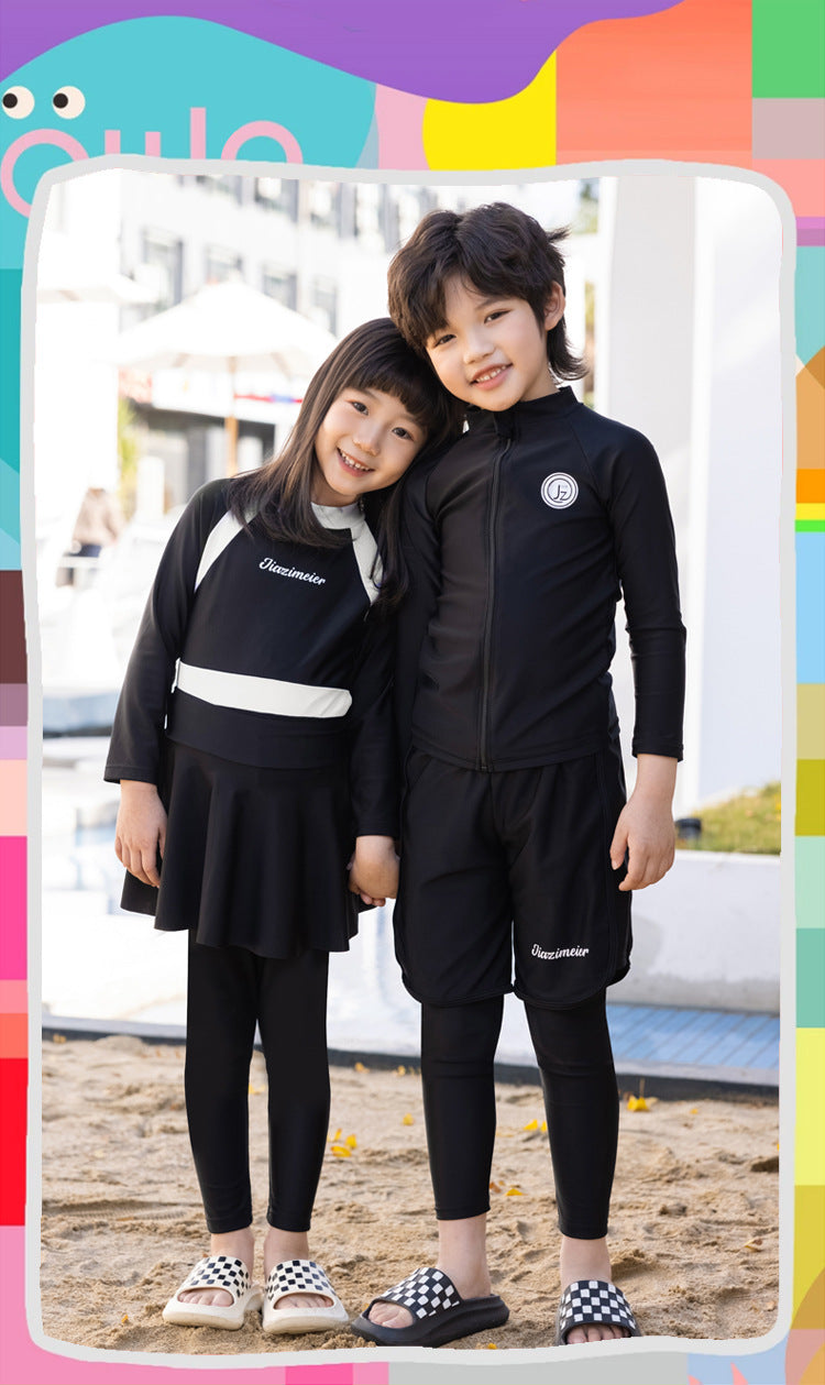 Girls/Boys Rash Guards 3 Pieces/Set Swimsuit Long Sleeve Bathing Suit Shirt+Shorts+Long Pants Sun Protective Beachwear