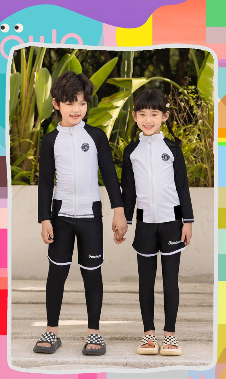 Little Boys/Girls Long Sleeve Rash Guard Swim Shirt+Trunks+Leggings Sun UV Protect Sunsuit for 1-10 Years Kids Toddler Swimsuit