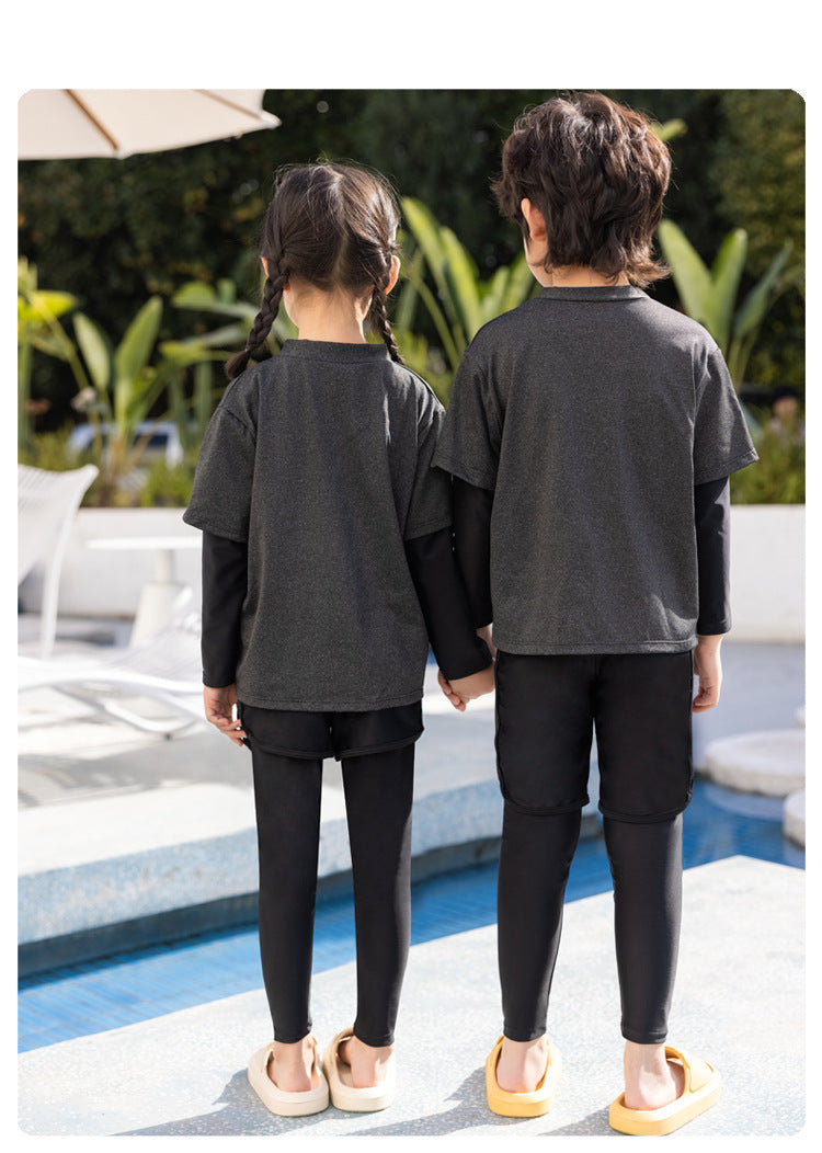 Girls/Boys Rash Guards 3 Pieces/Set Swimsuit Long Sleeve Bathing Suit Shirt+Shorts+Long Pants Sun Protective Beachwear