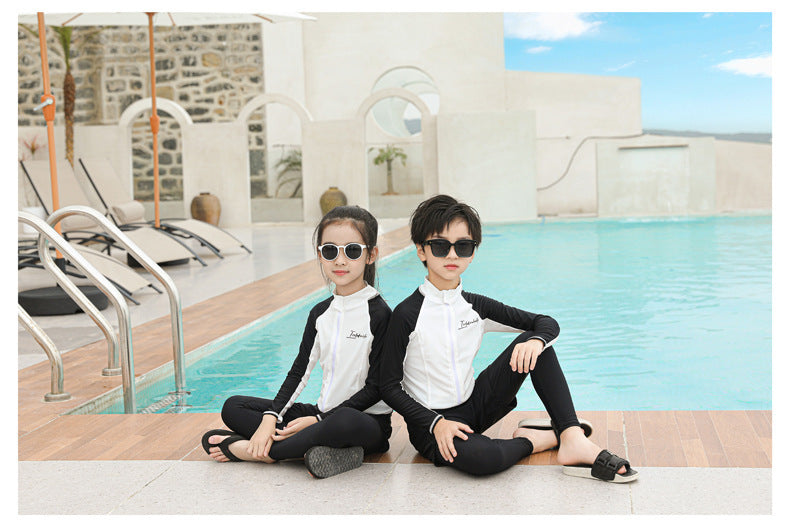 Girls Boy Rash Guards Long Sleeve Swimsuit Youth Kids Sun Protection Fishing Water Beach Surfing Sunsuit Quick Dry Bathing Suit
