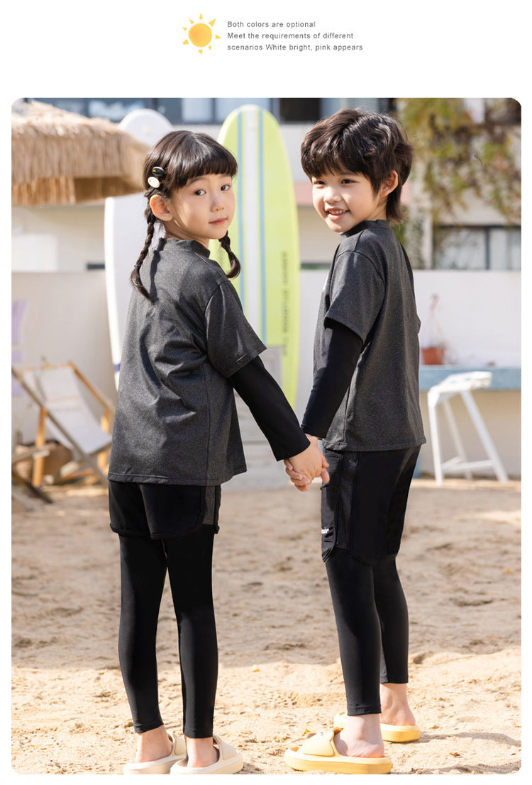 Girls/Boys Rash Guards 3 Pieces/Set Swimsuit Long Sleeve Bathing Suit Shirt+Shorts+Long Pants Sun Protective Beachwear