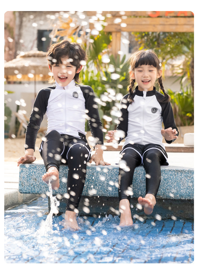 Little Boys/Girls Long Sleeve Rash Guard Swim Shirt+Trunks+Leggings Sun UV Protect Sunsuit for 1-10 Years Kids Toddler Swimsuit