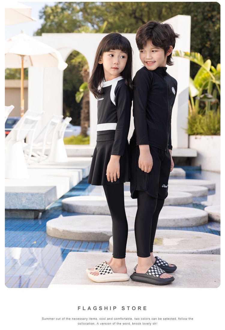Girls/Boys Rash Guards 3 Pieces/Set Swimsuit Long Sleeve Bathing Suit Shirt+Shorts+Long Pants Sun Protective Beachwear