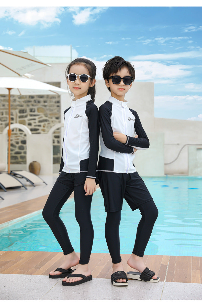 Girls Boy Rash Guards Long Sleeve Swimsuit Youth Kids Sun Protection Fishing Water Beach Surfing Sunsuit Quick Dry Bathing Suit