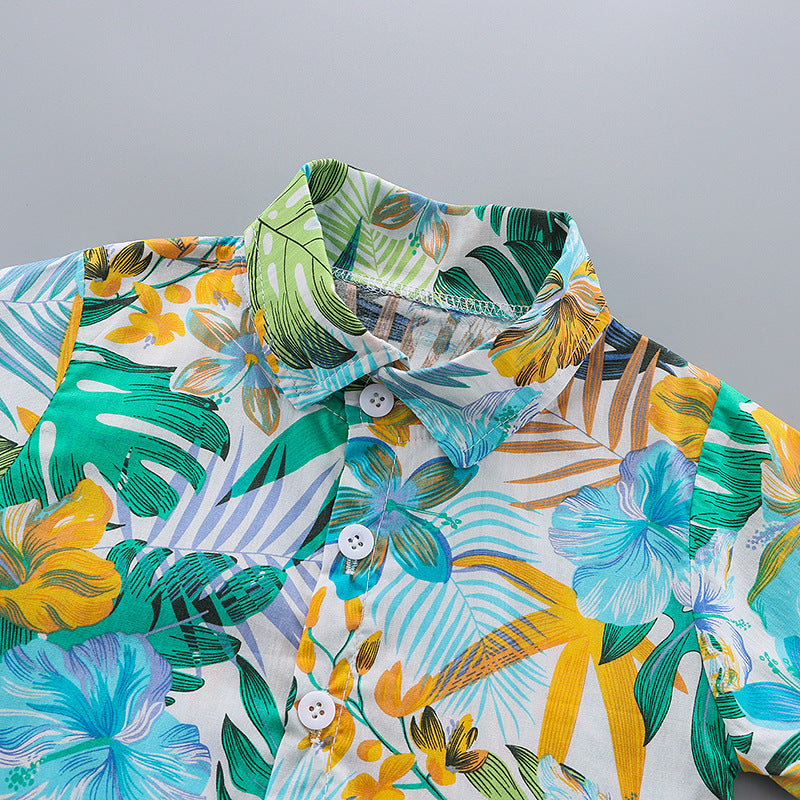 Kids Beach Clothes Set Toddler Baby Boys Summer Cotton Floral Short Sleeve Shirt + Shorts Suits 2pcs Children Hawaiian Outfit