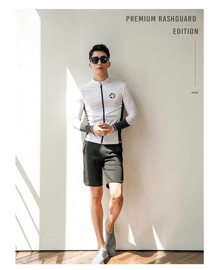 Long Sleeve Rash Guard Zip Swimsuit with Boyshort 3-5 Pieces Full Body Bathing Suit for Adult/Kids Sun UV Protection Wetsuit