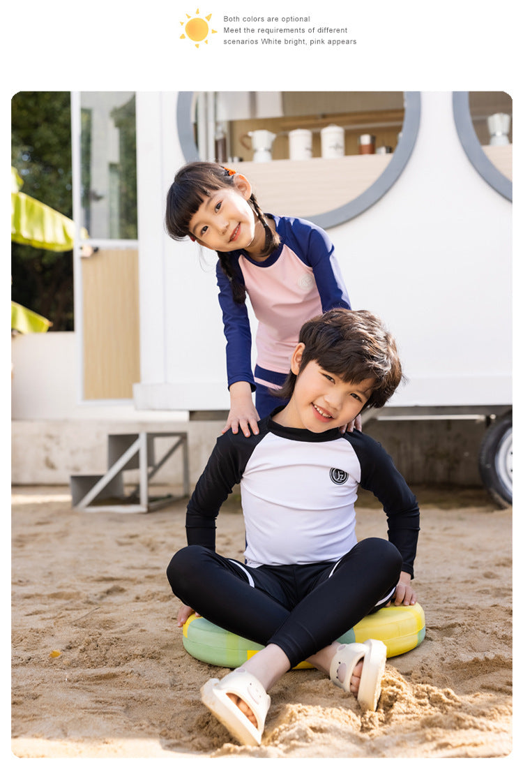 Girls/Boys Rash Guards 3 Pieces/Set Swimsuit Long Sleeve Bathing Suit Shirt+Shorts+Long Pants Sun Protective Beachwear