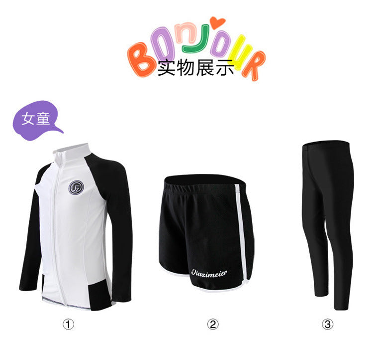 Little Boys/Girls Long Sleeve Rash Guard Swim Shirt+Trunks+Leggings Sun UV Protect Sunsuit for 1-10 Years Kids Toddler Swimsuit