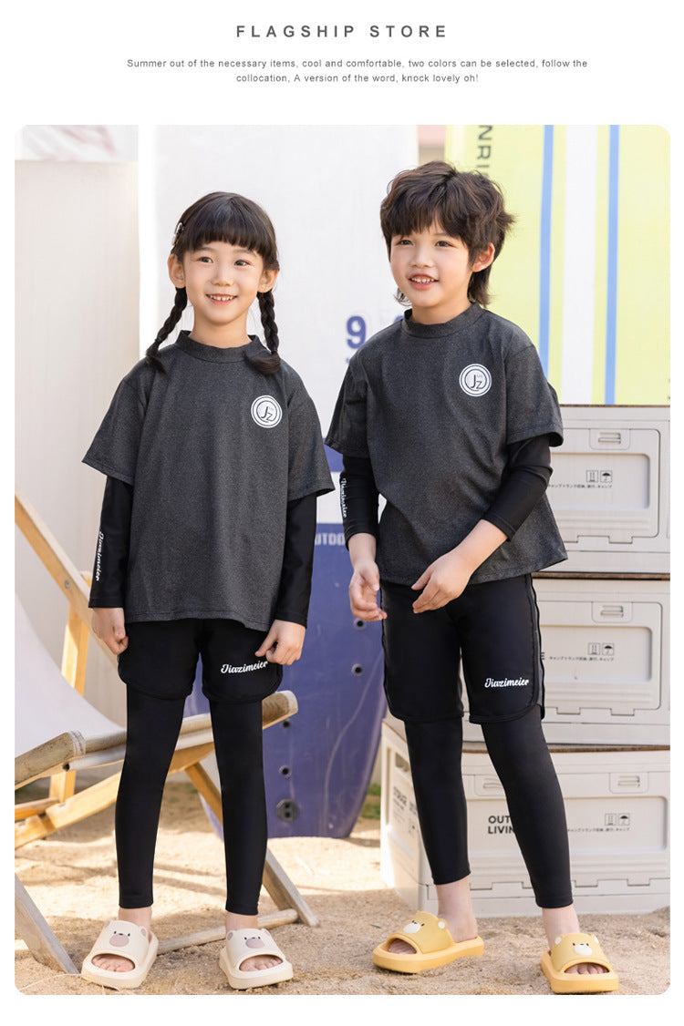 Girls/Boys Rash Guards 3 Pieces/Set Swimsuit Long Sleeve Bathing Suit Shirt+Shorts+Long Pants Sun Protective Beachwear