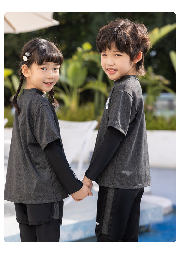 Girls/Boys Rash Guards 3 Pieces/Set Swimsuit Long Sleeve Bathing Suit Shirt+Shorts+Long Pants Sun Protective Beachwear