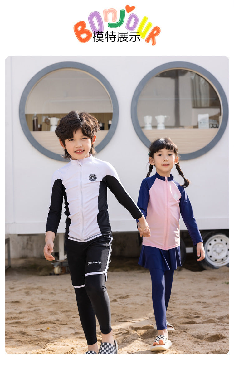 Girls/Boys Rash Guards 3 Pieces/Set Swimsuit Long Sleeve Bathing Suit Shirt+Shorts+Long Pants Sun Protective Beachwear