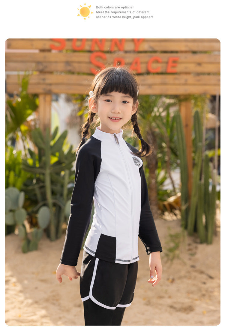 Little Boys/Girls Long Sleeve Rash Guard Swim Shirt+Trunks+Leggings Sun UV Protect Sunsuit for 1-10 Years Kids Toddler Swimsuit