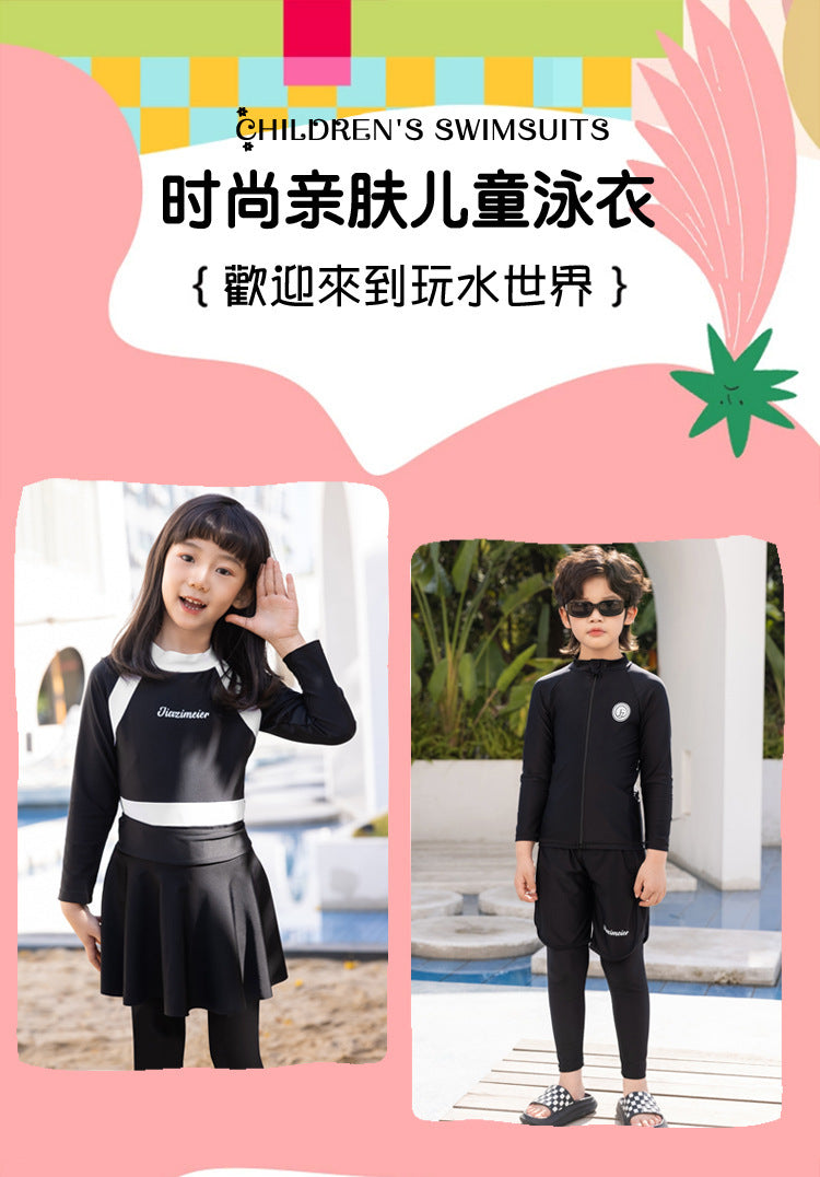Girls/Boys Rash Guards 3 Pieces/Set Swimsuit Long Sleeve Bathing Suit Shirt+Shorts+Long Pants Sun Protective Beachwear