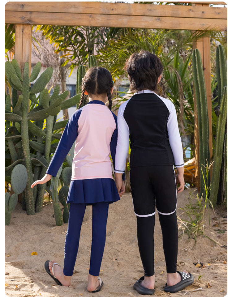 Girls/Boys Rash Guards 3 Pieces/Set Swimsuit Long Sleeve Bathing Suit Shirt+Shorts+Long Pants Sun Protective Beachwear