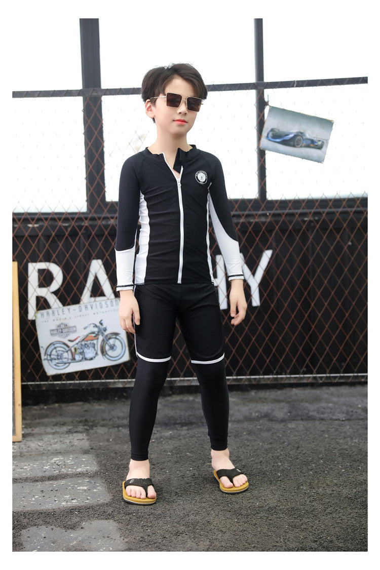 Boys Girls Swimsuit Long Sleeve Sun Protection Swimming Bathing Surfing Wetsuit Beach Wear Teenager Rash Guard