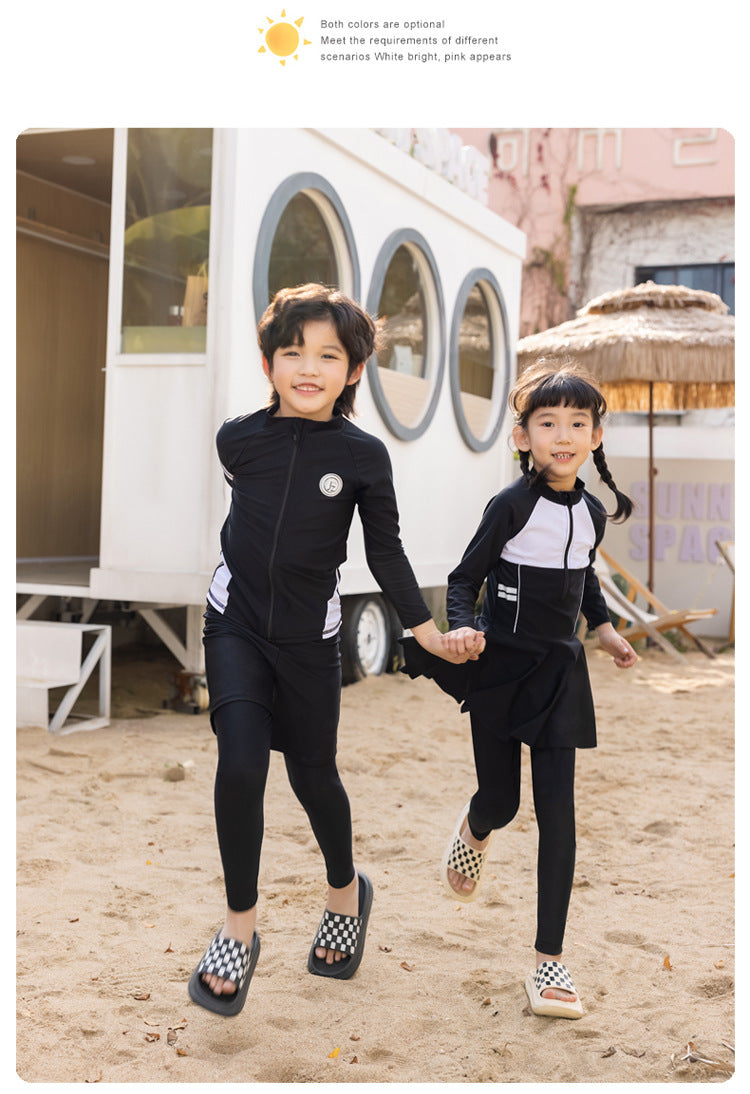 Girls/Boys Rash Guards 3 Pieces/Set Swimsuit Long Sleeve Bathing Suit Shirt+Shorts+Long Pants Sun Protective Beachwear